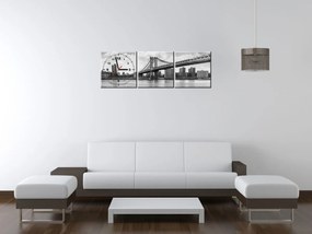 Gario Obraz s hodinami Brooklyn New York - 3 dielny Rozmery: 80 x 40 cm