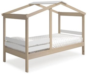 Biela/prírodná domčeková detská posteľ v dekore borovice 90x190 cm Angel - Marckeric