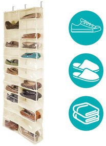 Závesný organizér obuvi, 160x55x16 cm - Béžový