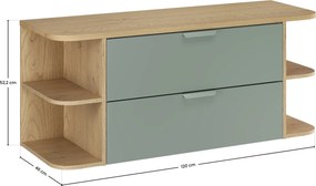Comad Kúpeľňová skrinka pod doskové umývadlo set Aster Green II. 120 zelená/dub cremona