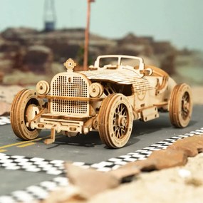 Robotime 3D drevené puzzle Závodní veterán Grand Prix car 1:16 220 ks