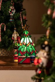 Stolná Tiffany lampa Christmas vo tvare vianočného stromčeka - 17*17*23 cm