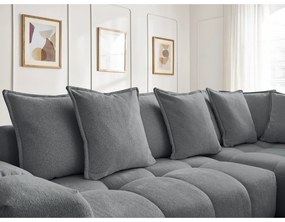 Tmavosivá ženilková rozkladacia/s úložným priestorom rohová pohovka (pravý roh/do L) Everest – Bobochic Paris