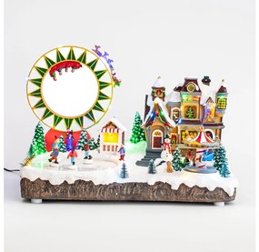 LED RGB Vianočná pohyblivá dekorácia s hudbou 30xLED/1,5W/230V zasnežená dedinka