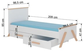 Detská posteľ 200x90 cm. Vlastná spoľahlivá doprava až k Vám domov. 1052185