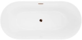 Mexen Luna, Slim voľne stojaca vaňa 170 x 75 cm, biela, ružové zlato prepad, 52041707500-60