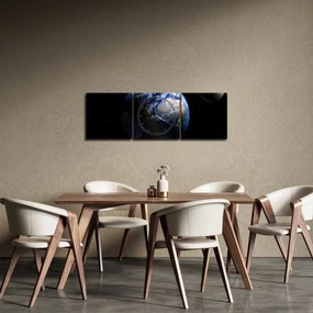 Obraz Zeme a Mesiaca (s hodinami) (90x30 cm)
