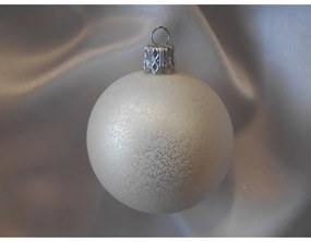 Vianočné gule 10 cm - mat SET/4ks - biela krupica
