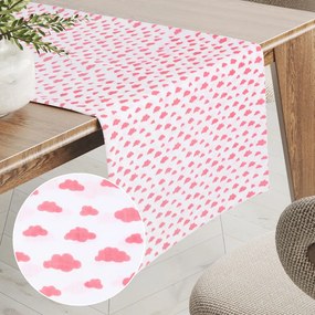 Biante Detský bavlnený behúň na stôl Sandra SA-128 Koralové obláčiky na bielom 20x120 cm
