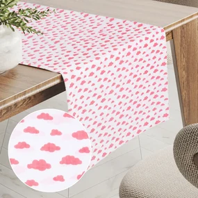 Biante Detský bavlnený behúň na stôl Sandra SA-128 Koralové obláčiky na bielom 20x120 cm