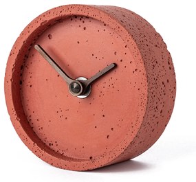 Stolové hodiny z betónu CLOCKIES, 10cm, okrúhle, červené