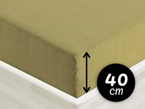 Froté napínacie prestieradlo na extra vysoký matrac FR-020 Olivové 180 x 220 - výška 40 cm