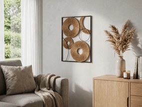Nástenná dekorácia CIRCLES kovová 48x68 cm, hnedá