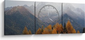Obraz - Výhľad na hrebene hôr (s hodinami) (90x30 cm)