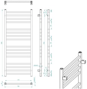 Sapho Sapho, METRO vykurovacie teleso 500x1200 mm, čierna matná, IR410TB