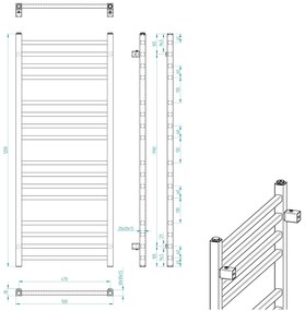 Sapho, METRO vykurovacie teleso 500x1200 mm, čierna matná, IR410TB