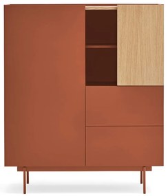 Vysoká komoda v dekore duba v tehlovo-prírodnej farbe 100x120 cm Otto – Teulat