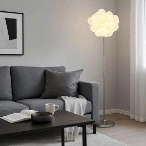 Stojacia lampa BALOON WHITE, chróm + biele sklo