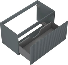 Mexen Rivel, kúpeľňová skrinka 90 cm, 1 zásuvka, drážkovaná, grafitová matná, 91A20-09047-1-BF66