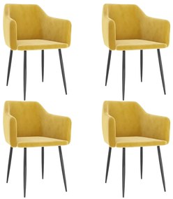 Jedálenské stoličky 4 ks horčicovo-žlté zamat