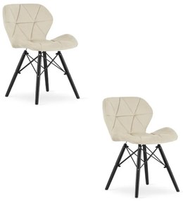 Set dvoch jedálenských stoličiek LAGO zamatové, béžové / čierne (2 ks)