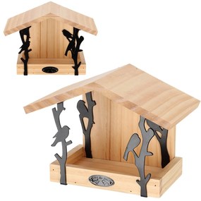 Kŕmidlo pre vtáky Rhi, 18x24,5x14 cm, drevo/kov, hnedá