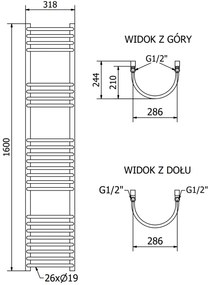 Mexen Eros, vykurovacie teleso 1600 x 318 mm, 549 W, biela, W112-1600-318-00-20