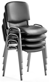 Konferenčná stolička NELSON, 4 ks, koženka, šedá