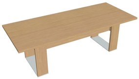 Rokovací stôl Verno+ S 240 x 100 cm, dub svetlý / červená