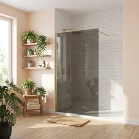 Bezrámová sprchová zastena REA FLEXI GOLD BRUSH 100 cm, zlatá kartáčovaná/sivá dymová - bez vaničky