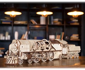 Ugears 3D puzzle Lokomotiva V-Express s vagónem 538 ks