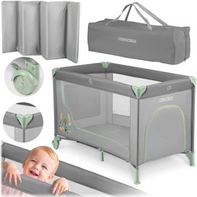 Ricokids Cestovná postieľka + matrac + taška 125 x 65 x 78 cm RK-240 mint grey