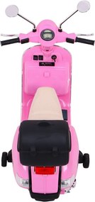 Ramiz Vespa elektrický skúter pre deti Ružová + pomocné kolieska + audio + ekokoža + EVA + pomalý štart