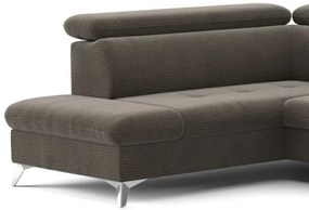 Rozkladacia rohová sedačka CATANIA do U, ľavá, hnedá, s úložným priestorom