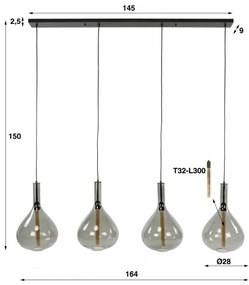 Luster 83-86 4L Drop Glass - Komfort-nábytok