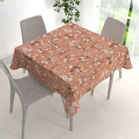 Biante Bavlnený štvorcový obrus Sandra SA-738 Ruže a konvalinky na hnedoružovom 70x70 cm