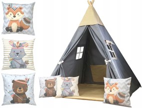Detský stan TEEPEE (TÍPÍ) BOHO s doplnkami - sivý / béžový