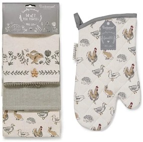 Utierky a chňapka v súprave 4 ks Country Animals – Cooksmart ®