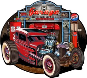 Nástenná kovová ceduľa Route 66 - Garage - 50*1*43 cm