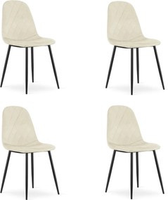 Béžová zamatová stolička ASTI s čiernymi nohami