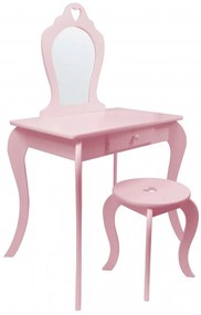 Ružový detský toaletný stolík s taburetkou