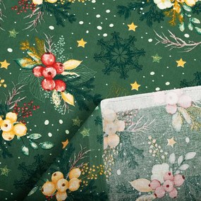 Biante Bavlnený záves Sandra SA-713 Vianočné cezmíny na zelenom 150x150 cm