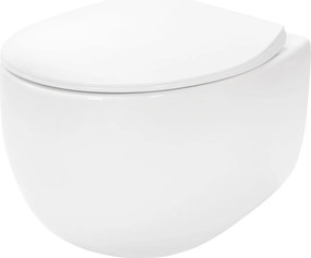 Rea Lars, závesná WC misa Rimless 50x37x29 cm vrátane sedadla s pomalým zatváraním, biela, REA-C9500
