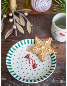 Biely dezertný tanier s vianočným motívom z kameniny ø 16 cm Yule – Bloomingville