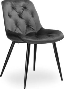 Jedálenská stolička ELIOT VELVET zamatová grafitová / čierne nohy