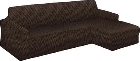 Bielastické poťahy CRISTINA tabaková sedačka s otomanom vpravo (š. 170 - 300 cm)