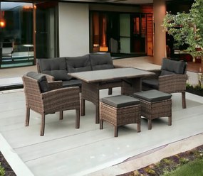 Veľká ratanová súprava v štýlovej hnedej farbe