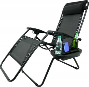 CH Záhradné skladacie relaxačné kreslo s vankúšom Zero IV - sivá