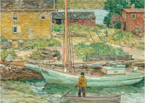 Obraz - Childe Hassam, Oyster Sloop, Cos Cob, reprodukcia (70x50 cm)