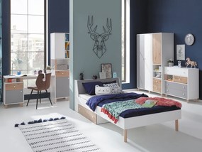 Súprava nábytku pre mládež Esponire I, Farby: lux biela / dub artisan + sivá